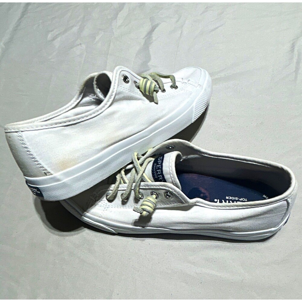 Sperry Top-Sider Womens Size 8 White Canvas Crest Vibe Slip On Sneakers STS93173